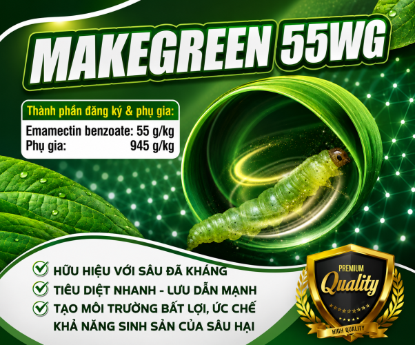 MAKEGREEN 55WG – Hữu hiệu với sâu miệng nhai, diệt nhanh – an toàn